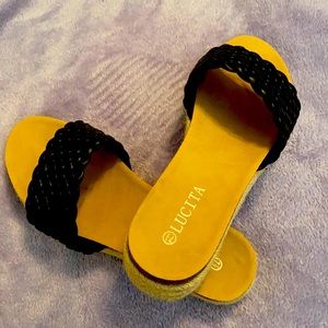 Size 7.5 really cute sandals only worn once.